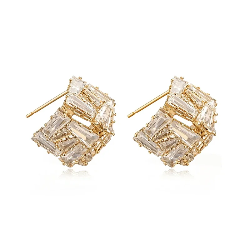 GANPUP Funkelnde Zirkonia Geometrische Ohrstecker für Damen, Modischer Neuer Trendiger Ohrschmuck, Geschenk für Party – Detail 6