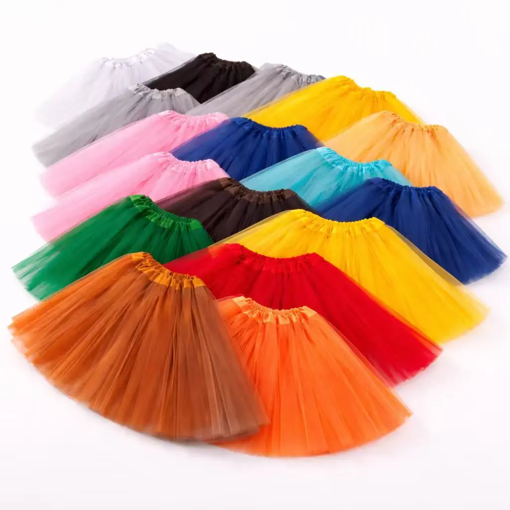 

Girls Ballet Dancewear Tutus Mini Skirt Children Dance Party Ballet Tulle Tutu Skirts 3 Layers Princess Birthday Party Gift 2-8Y