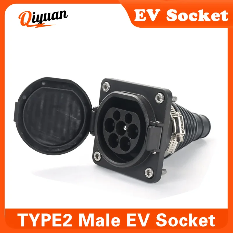 EV Adapter EVSE IEC62196 Type 2 Ev Type2 Male Socket 1P 3P 16A 32A Electric Car Charging Socket 50Cm Cord Electric Car