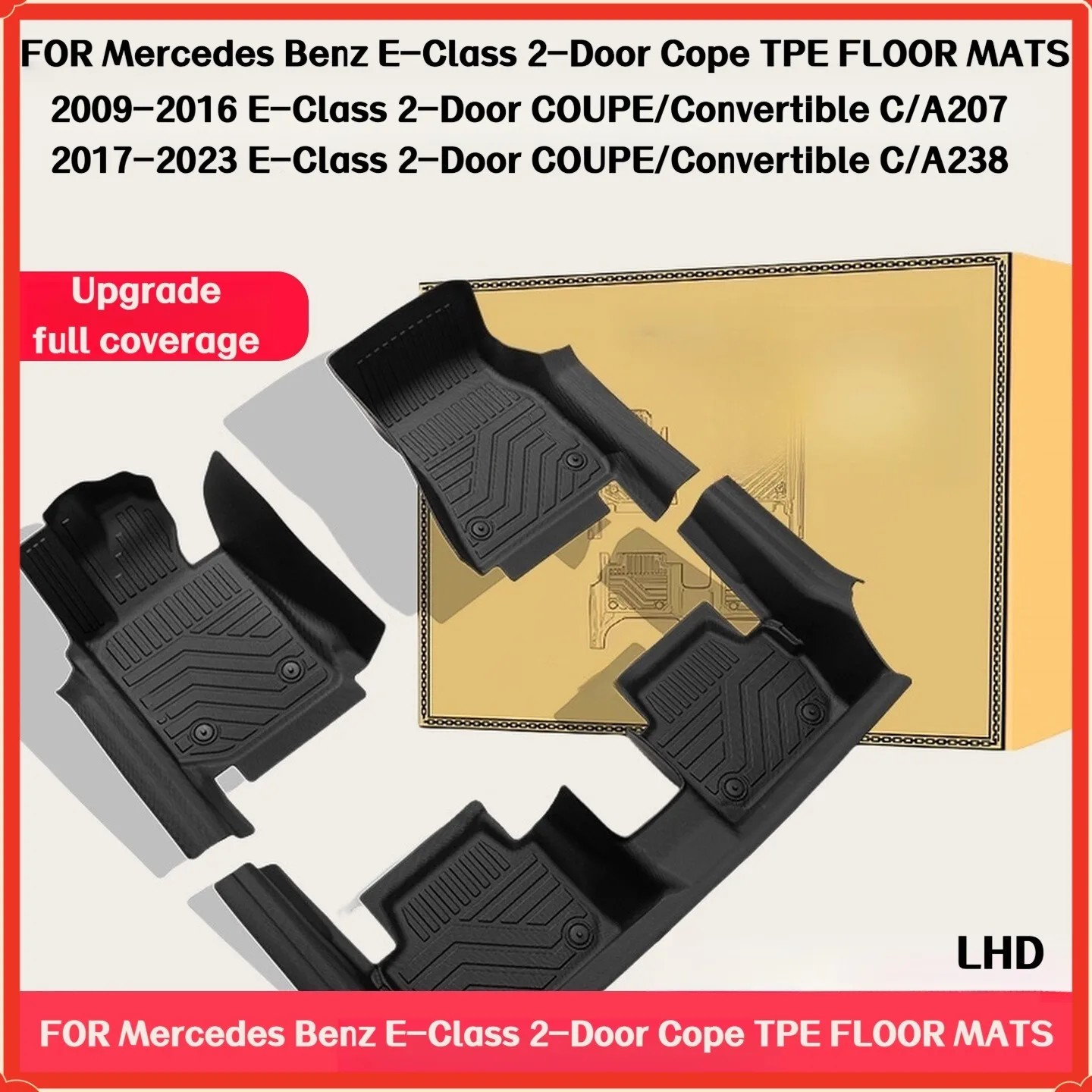 TPE Floor Mats For Mercedes Benz E-Class E200/260/300/400 2-Door COUPE/C/A207/A238 LHD Full Coverage Waterproof Accessories