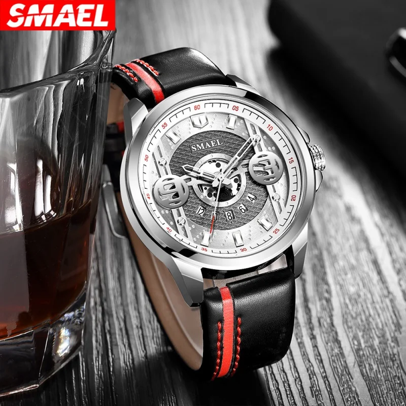 Smael Men's Retro Trendy Fashion Quartz Watch Waterproof Luminous Multifunctional Men's Sports Watch