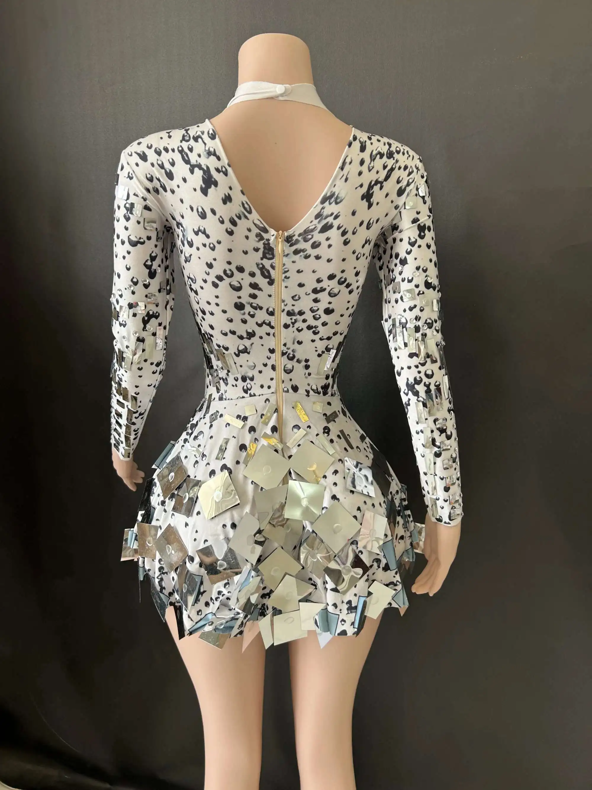 Nuova estate alta elasticità donna abito a-line manica lunga costume elegante notte festa da sera abiti da palcoscenico 7G