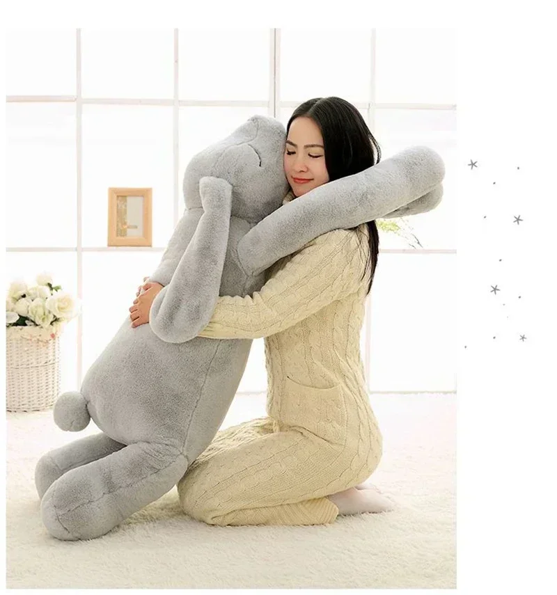 120cm tamanho grande dos desenhos animados grande orelha coelho macio pelúcia boneca gigante animal recheado lance travesseiro crianças presente de aniversário brinquedo