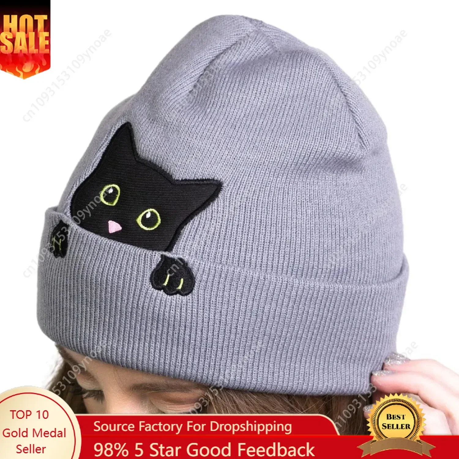 

Cat Beanie Cap Ear Knit Hat Cute Gifts Lovers Winter Hats Skull Caps Women Men Soft Comfortable Warm Fashion Adjustable Outdoor