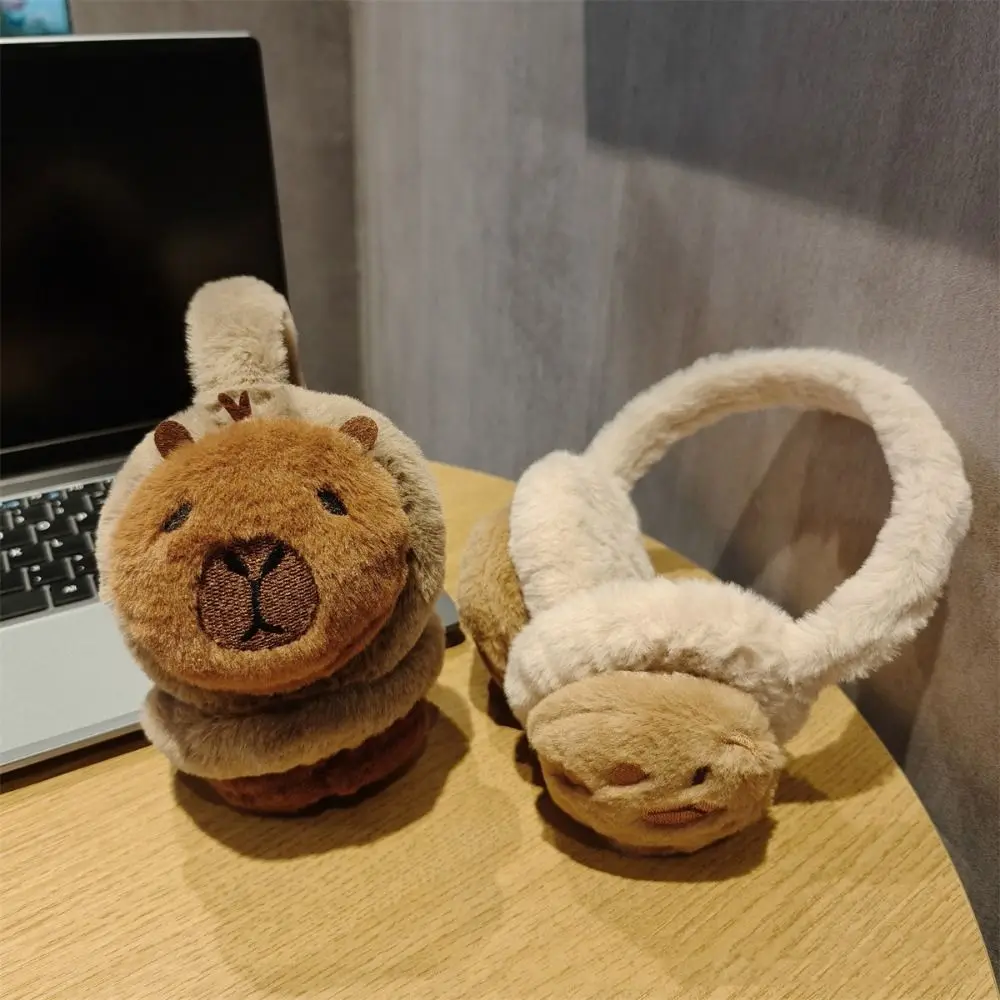 Capivara quente orelha quente earmuffs dos desenhos animados capa de orelha de pelúcia calor macio capivara earflap