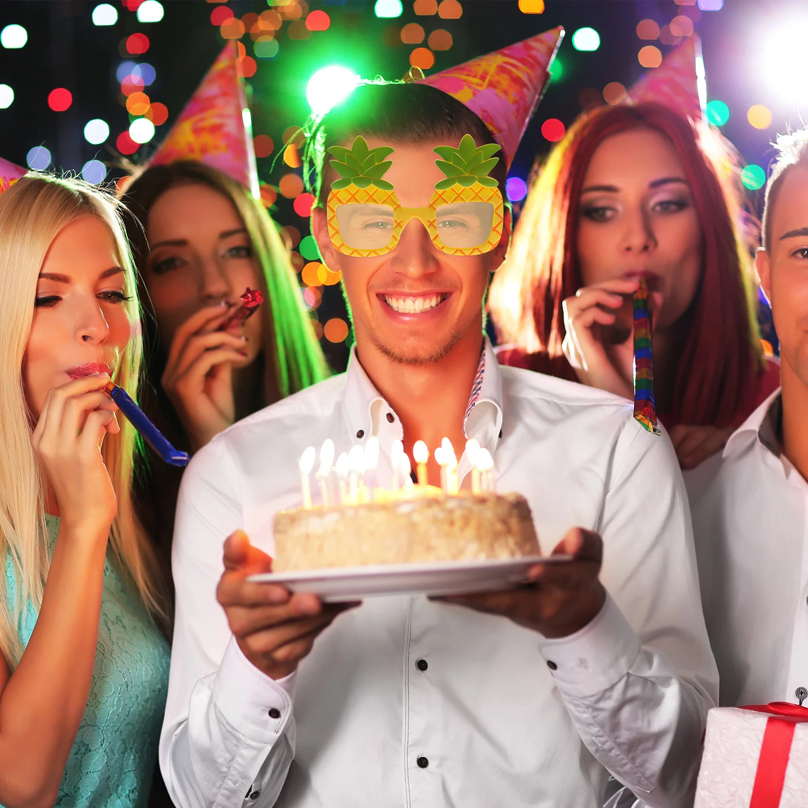 

6Pcs Hawaiian Glasses Funny Party Glasses Novelty Costume Sunglasses Tropical Beach Eyewear for Birthday Holiday Pool Party