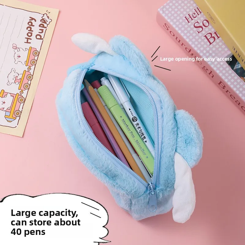 Bonito olá kitty lápis caso moda dos desenhos animados anime kuromi pelúcia cinnamoroll saco de cosméticos estudante papelaria presentes do feriado