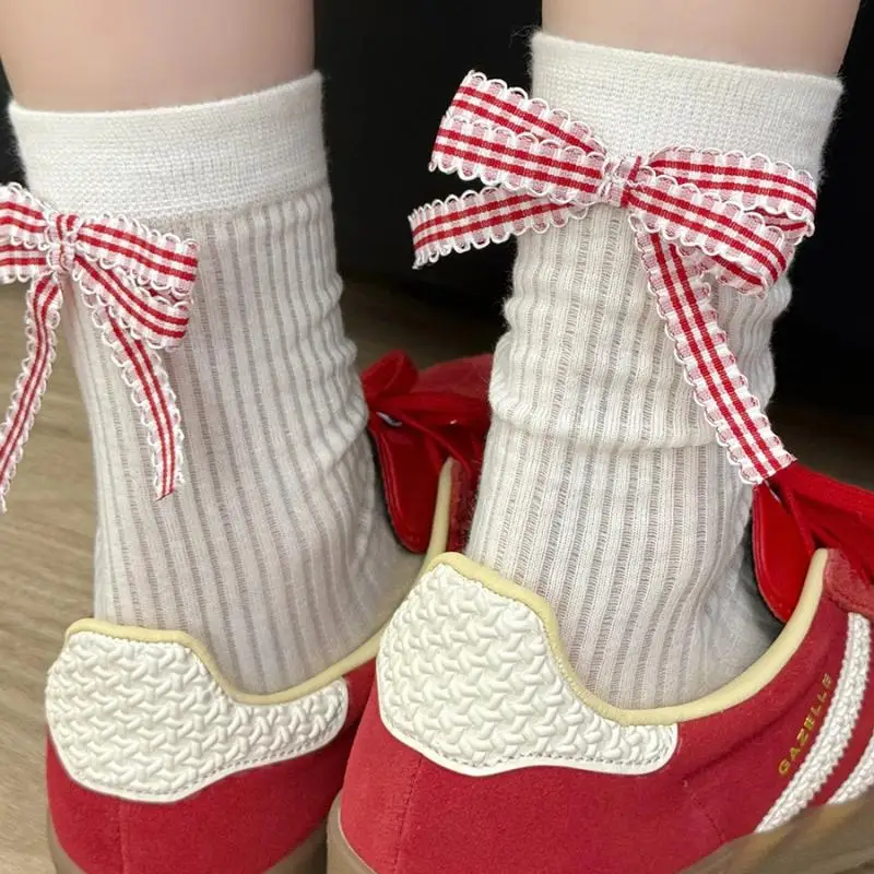 Women Ankle Socks Summer Bow Print Breathable Non-Slip Stay-Up Heel Trendy Korean Style Instagram Fashion Casual Socks