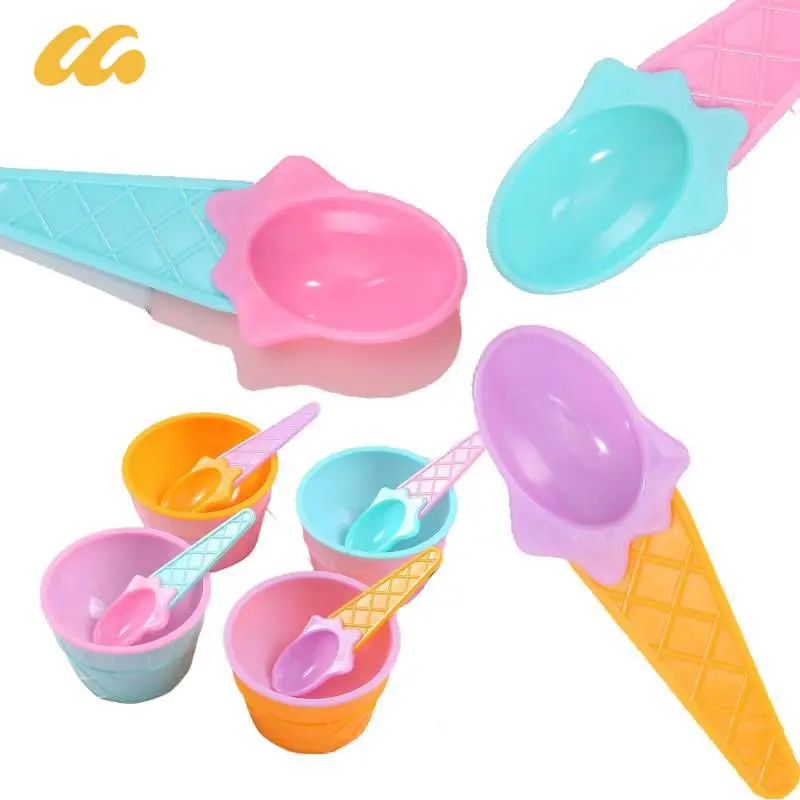 4pcs Color Ice Cream Spoon Cute Pudding Spoon Dessert Spoon Tableware Creative Children's Spoon Tasting Scoop Ice Cream Tools