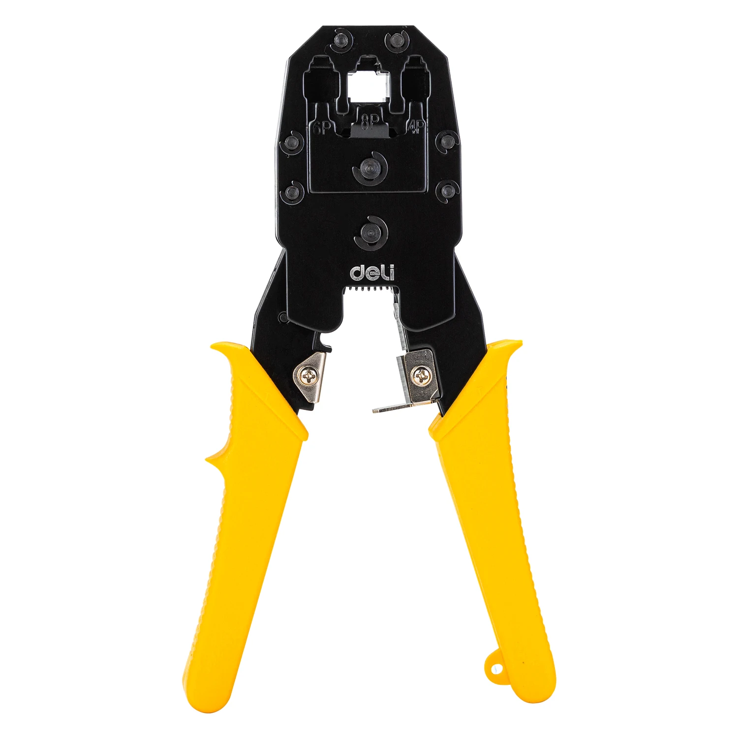 Deli Network Crimping Tool 4/6/8P,With Wire Stripper and Crystal Connectors,Multi-Functional Tool for Cable Installation