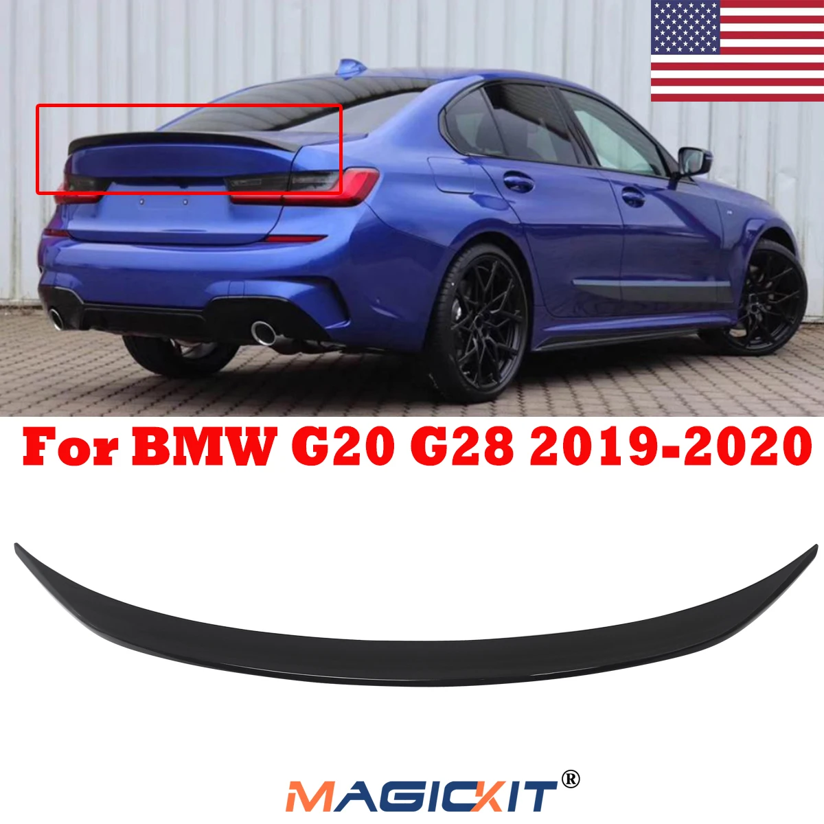 

Глянцевое черное заднее спойлер багажника в стиле MP для BMW G20 330i M340i M3 2019-25 гг.