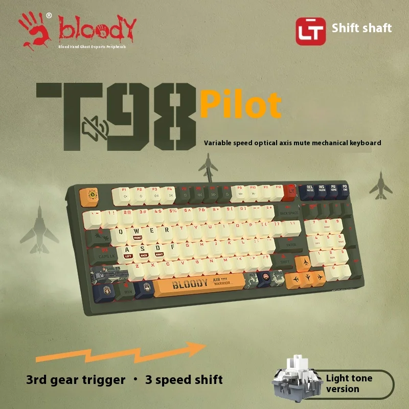 A4tech Wired Mechanical Keyboard T98 E-Sports Gaming Keyboard Office Gaming Multi-Scene Application Feel Comfortable