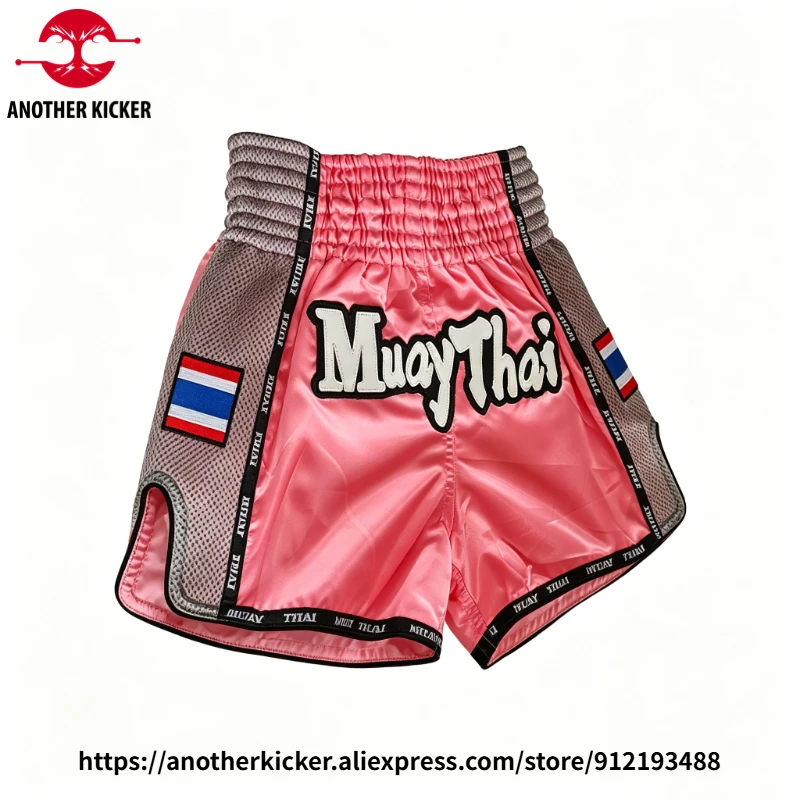 Muay Thai Shorts Traditional Thailand Flag Boxing Pants Men Women Kids Kickboxing Fight Pants Sparring Training Competition Gear