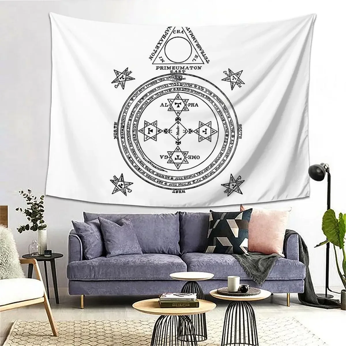 Solomon Circle Goetia Black N White Tapestry Decoration Art Aesthetic Tapestries for Bedroom Decor Home Wall Cloth Wall Hanging