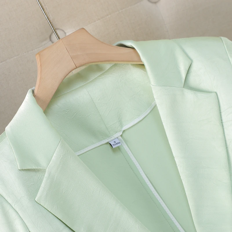 NAVIU vert clair mince costume veste pour femmes printemps été demi manches Style coréen décontracté élégant bureau dames Blazer haut