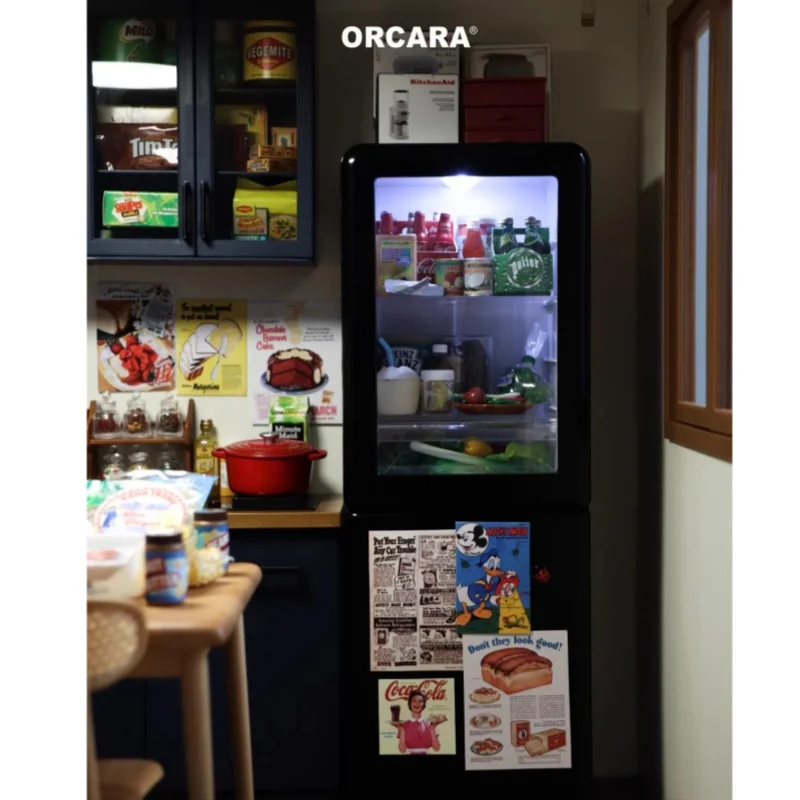 Accessori per mobili modello casa delle bambole 1/6 armadio portaoggetti per frigorifero trasparente Bjd Ob11 Gsc Blyth Lol giocattolo congelatore in miniatura