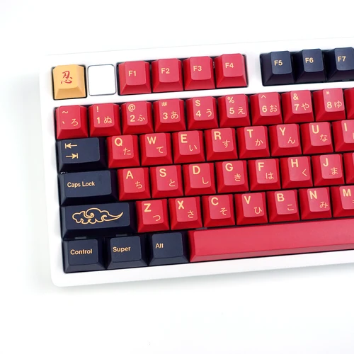 Imagen 1 del producto KBDiy GMK teclas samurái rojas PBT Retro japonés perfil de cereza Alice Split Space ISO Keycap para 60 juegos de teclado mecánico