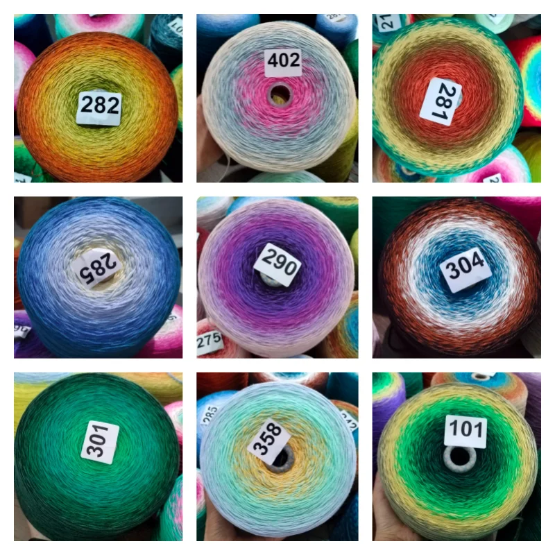 

1500g/group Gradient Color Plus Sticky Pure Cotton Cake Thread DIY Hand Knit Shawl/rainbow Blanket/Lace Waffle Blanket Thread