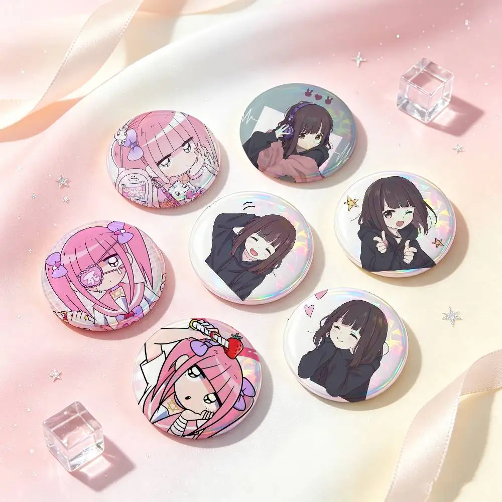 Cute M-Menhera C-Chan Girl Badges 25 32 44 58 75 Mm Round Cosplay Pin Bag Decor Fans Collect Friends Gifts Brooch Souvenir