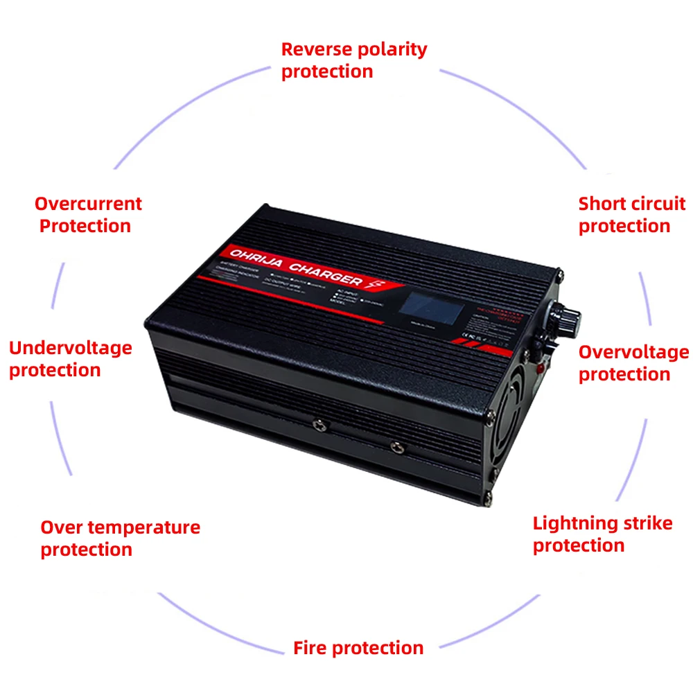 OHRIJA 54.6V 3A Charger Smart Aluminum Case Suitable For Fast Charger With 13S 48.1V LCD Display Lithium Ion Battery OLED Displa