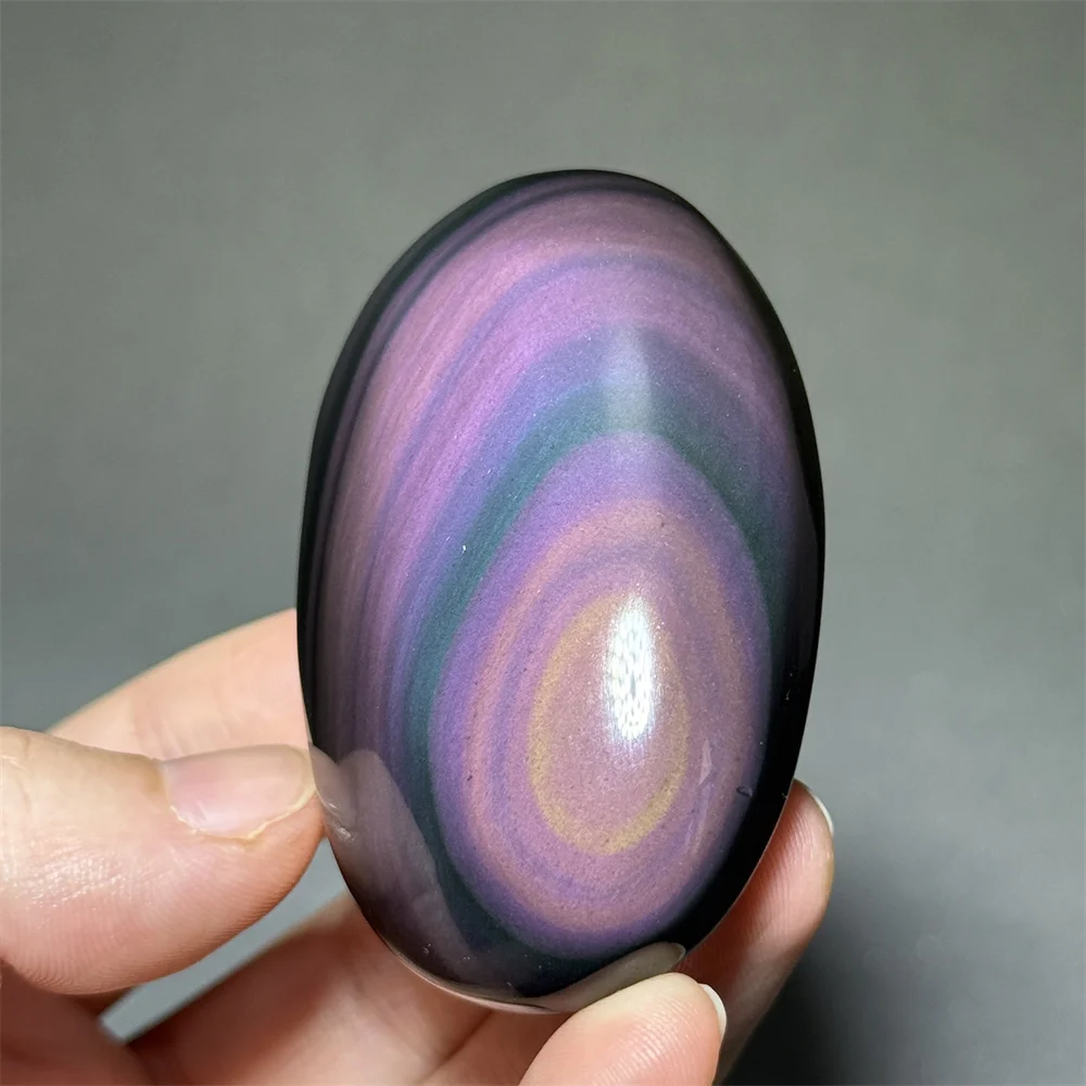 Rainbow BlackRock Palm Natural Mineral Quartz Gemstone Home Decoration Massage Beauty Reiki Energy Psychotherapy Meditation