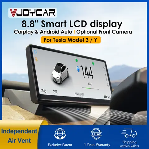 VJOYCAR 최신 모델 Y 터치 스크린, 테슬라 모델 3 용, 기류식 카플레이, 안드로이드 오토, 스마트 대시보드 프리 에어 벤트, 9 인치