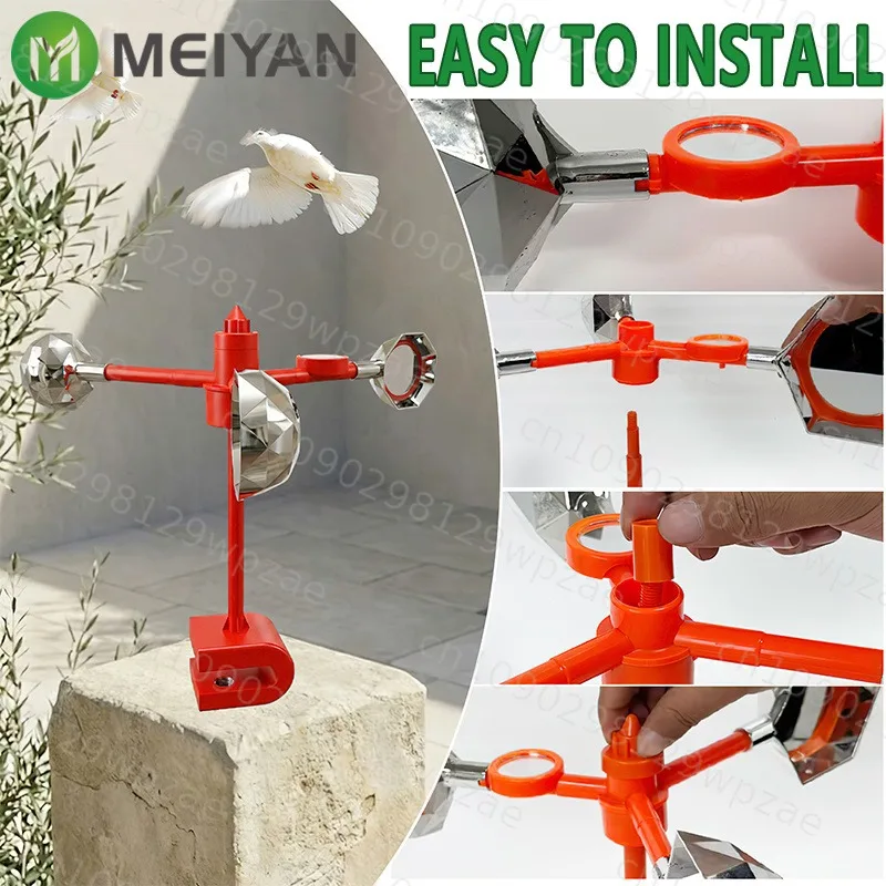 Multi-Angle Flashing Solar Wind Bird Deterrent Rotating Scarer Agricultural Use