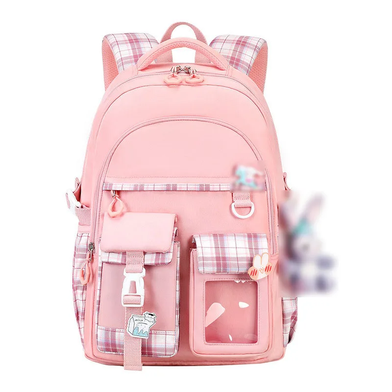 New Fashion Casual Girls Backpack Junior High School Student Schoolbag Korean Version Large Capacity Student Travel Bag