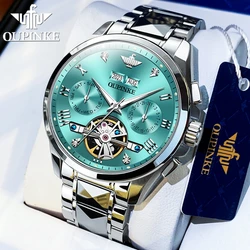 OUPINKE Original Men's Watches Skeleton Hollow Out Automatic Mechanical Watch Waterproof Luminous Multifunction Male Wristwatch