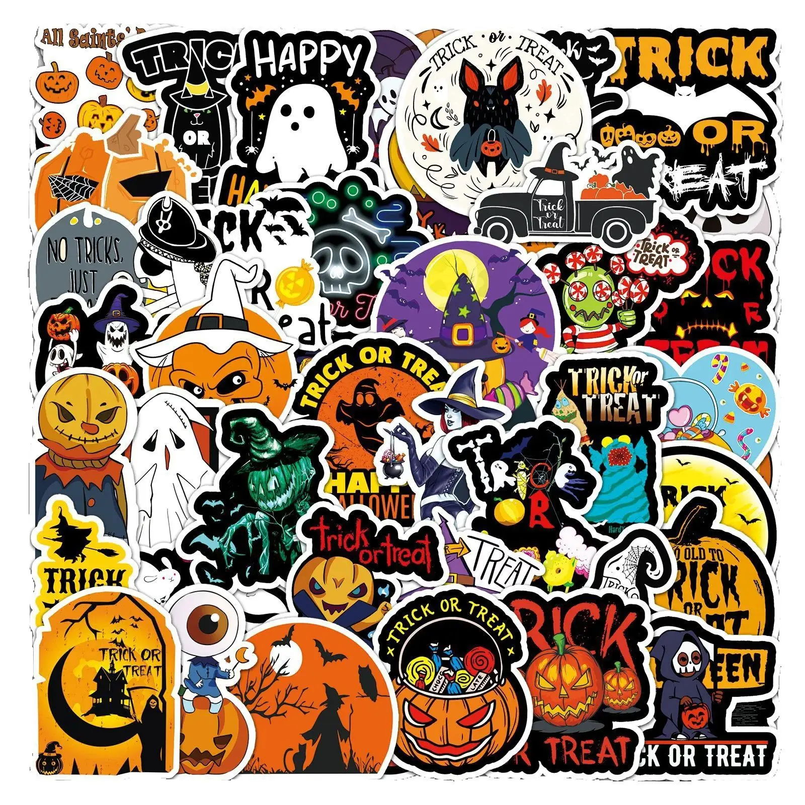 

10/50PCS Halloween holiday creative doodle suitcase laptop scooter refrigerator car decoration stickers