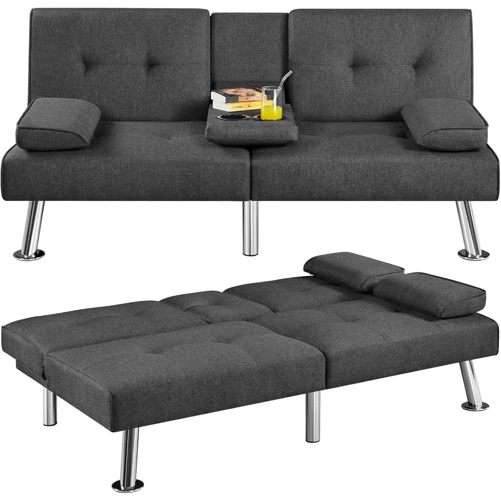 Sofá-cama conversível, sofá de tecido ajustável, moderno, reclinável, reversível, sofá dobrável, cama de hóspedes