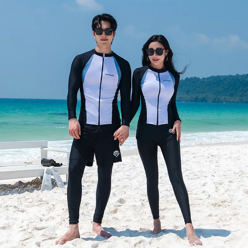 Men's/Women's Long Sleeve Rashguard Quick Dry Swimsuit Sun Protection Surfing Fitness Sport Set Couple's Bathing Suits