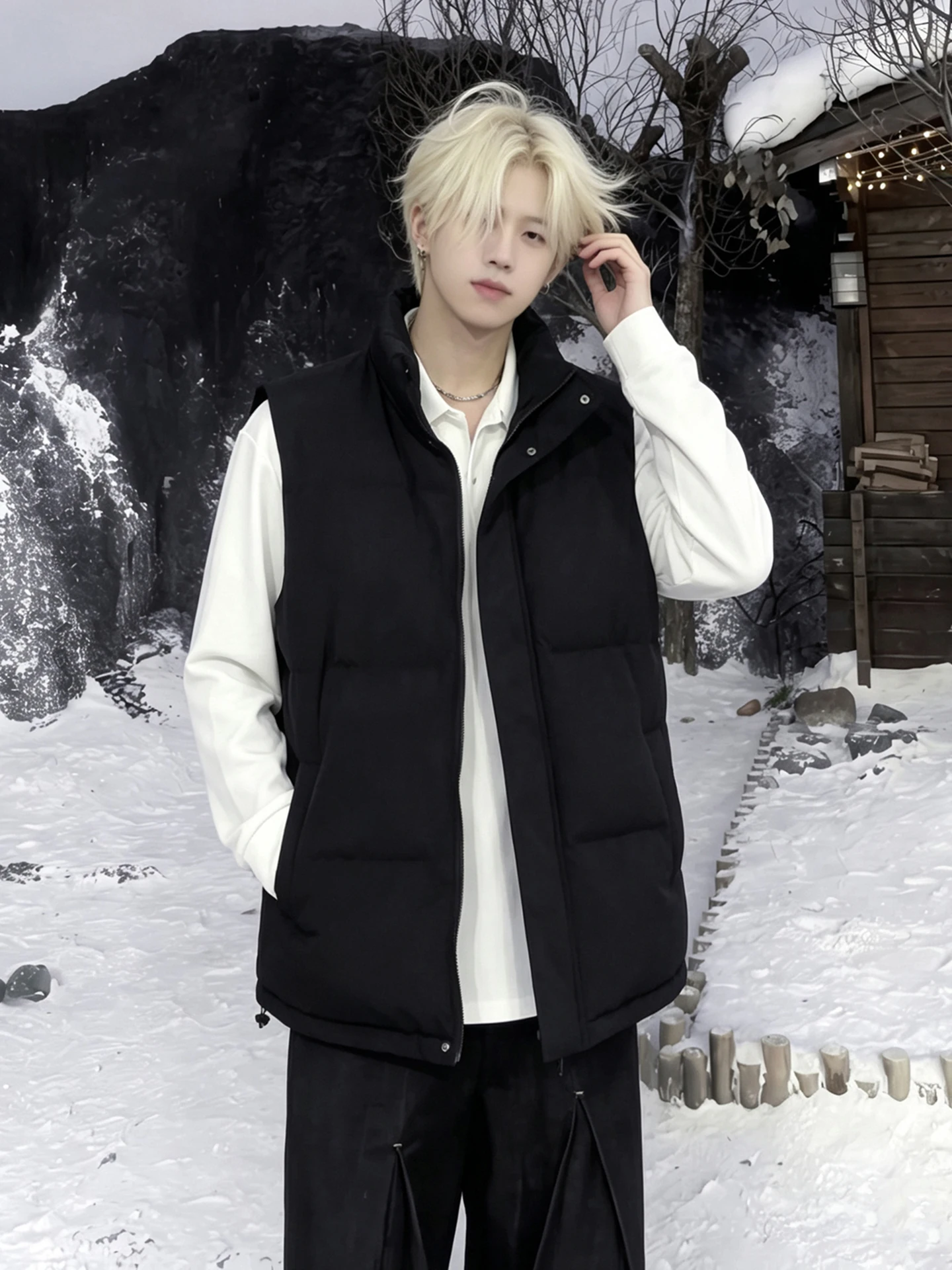 Winter Outdoor Cold-resistant Cotton Vest Men's Loose Casual Large Size Teenagers Stand Collar Cotton Jacket Warmth Fashion