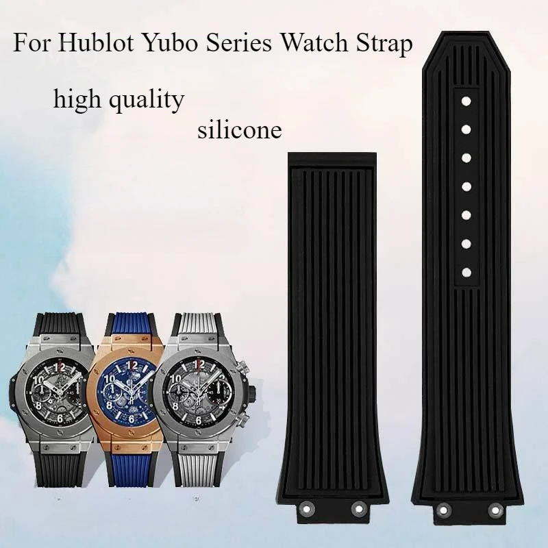 

Exquisite Sweatproof Stainless Steel Buckle Silicone Watchbands for Hublot Yubo Big Bang Series Elastic Waterproof Strap27 X17mm