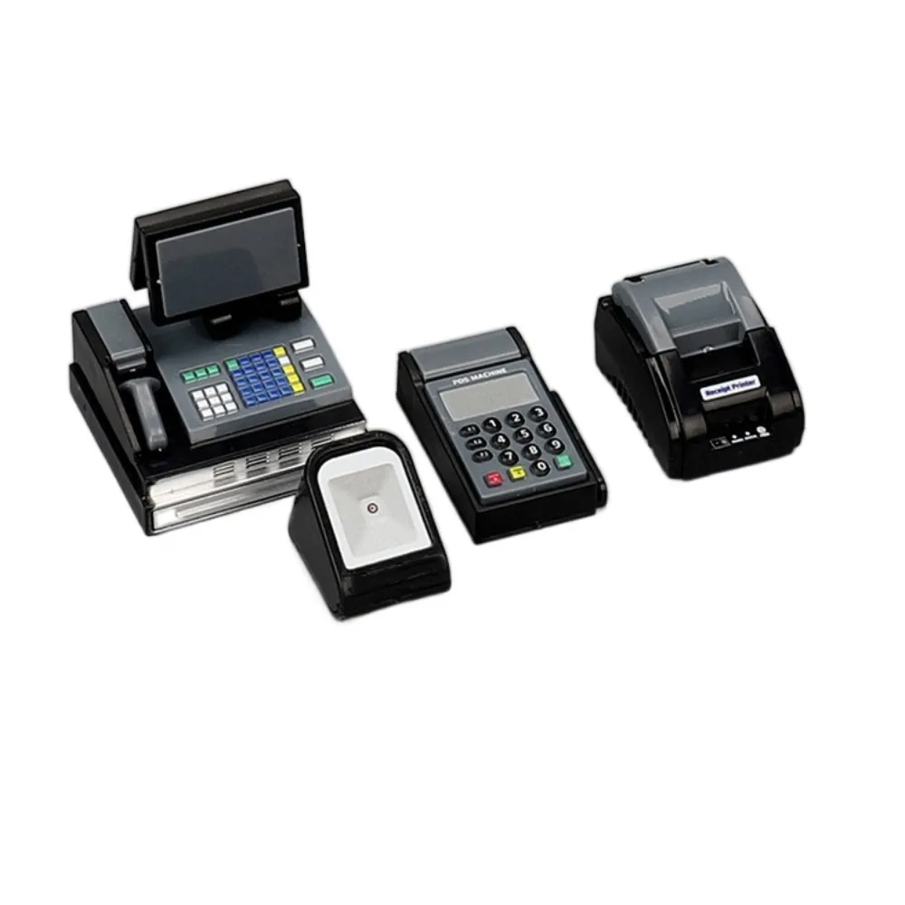 Mini Doll House Cash Register DIY 1:6/1:12 Scale Miniature Cash Register Funny Black Gray Mini Supermarket Store Card Machine