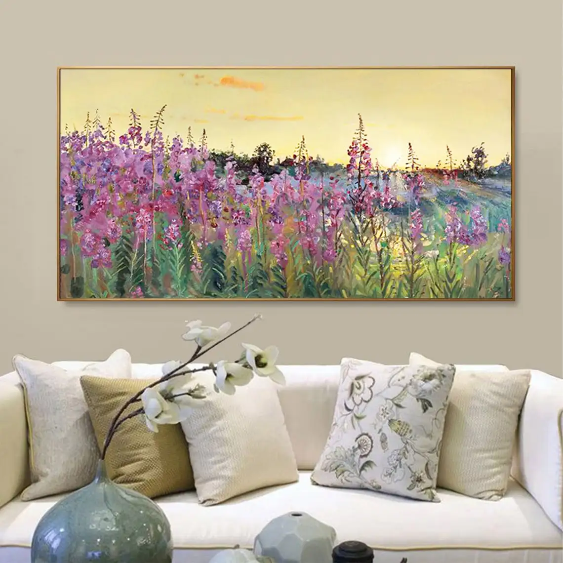 Lavender Flowers Oil Painting Hand Painted Flower Wall Art Big Abstract Painting On Canvas Housewarming Gift Abstract Wall Decor