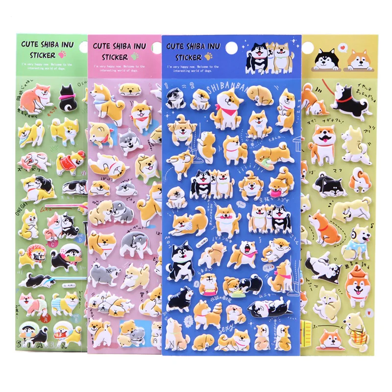 1Pcs Kawaii Dog Animal Stickers 3D Puffy Creative DIY Kid's Cute Diary Notebook Scrapbooking Decor Toy Boy Girl Reward Gifts
