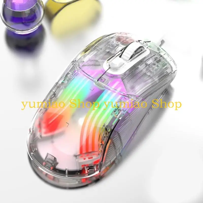 587B New Arrival Gaming Mouse XYH10 Transparent RGB Dazzling Light 1200-7200DPI 6-gear Adjustable Mice for Girls