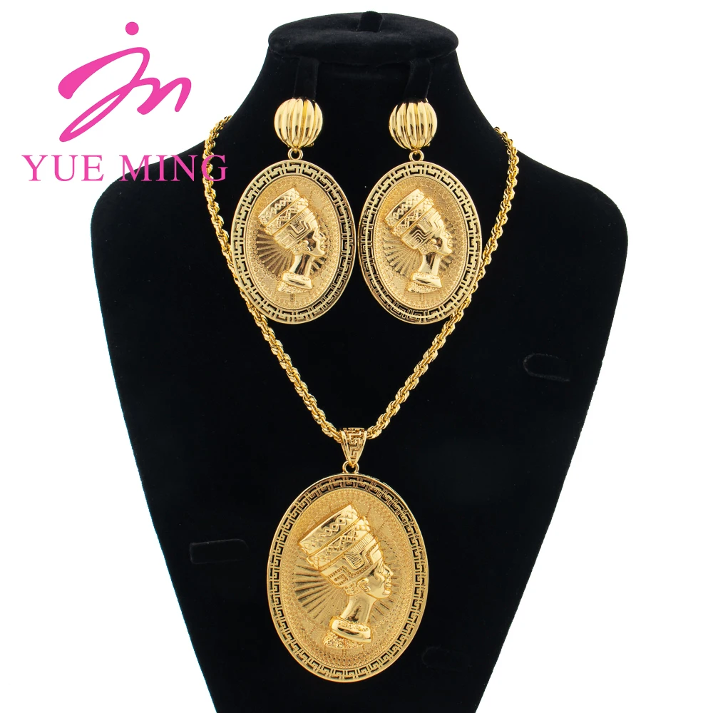 YM Pharaoh Jewelry Sets Gold Plated Necklace Elegant Earrings for Women Fashion Trendy Bracelet Ring Party Jewellry Accessories