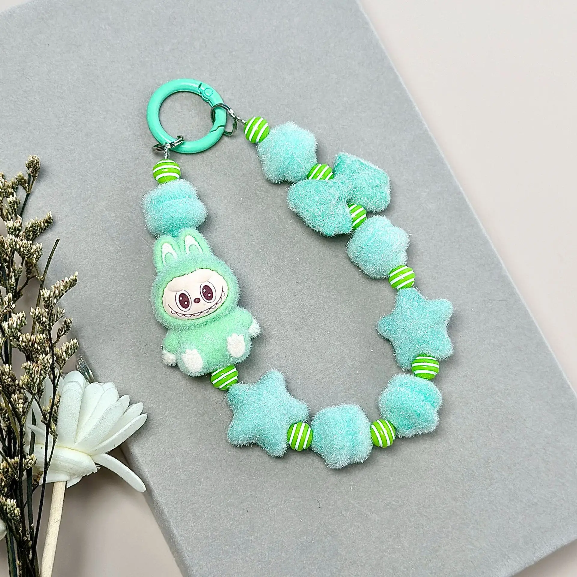 New kawaii Labubu key chain cell phone school bag charm beaded charm