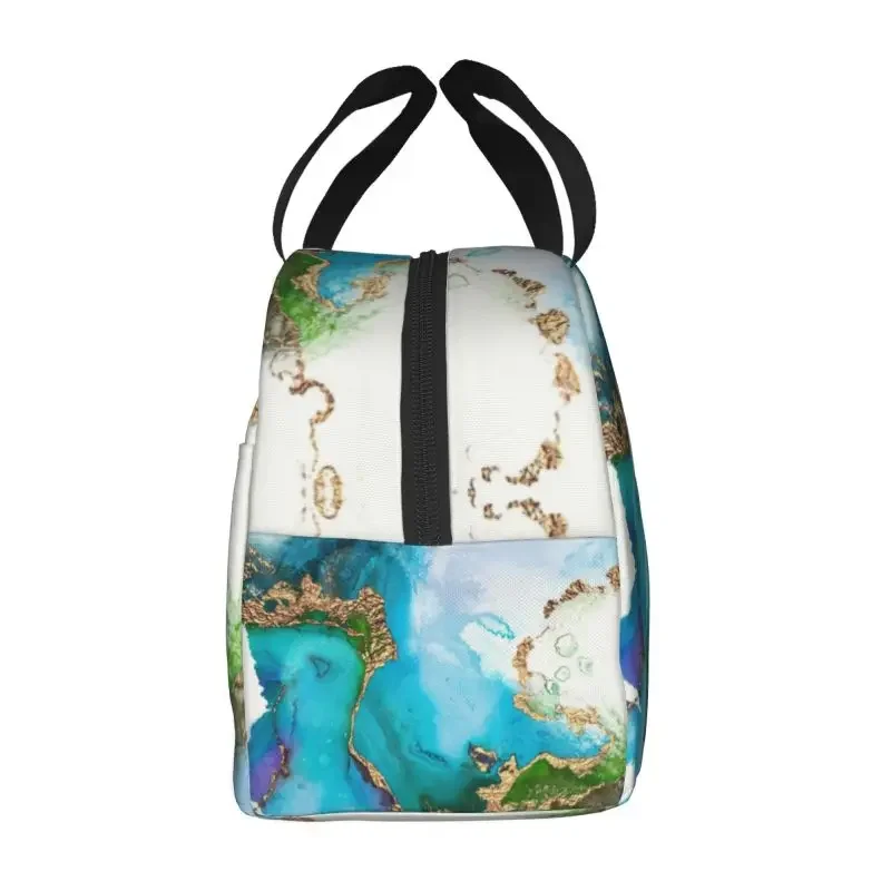 Abstract Marble Mermaid Gemstone With Gold Glitter Insulated Lunch Bag Leakproof Texture Thermal Cooler Lunch Box School