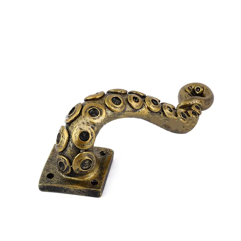 AS94-Animal Style Vintage Octopus Door Knob Outdoor Hook Furniture Drawer Bar Pulls Handle Hardware Ancient Pull