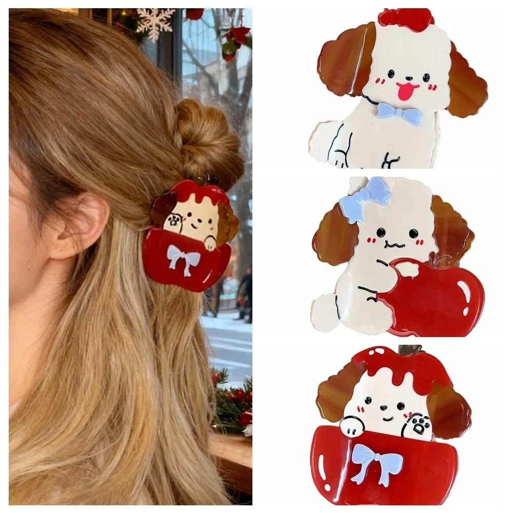 

Милая заколка-краб для волос в виде мультяшной акулы-щенка, большая, из ацетатного пластика, для повседневного использования