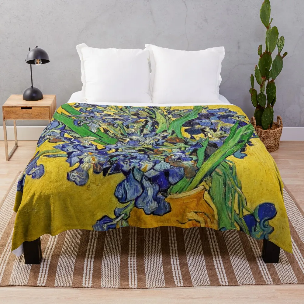 

Irises by Van Gogh Throw Blanket Decorative Beds Beach Blankets Sofas Of Decoration Blankets