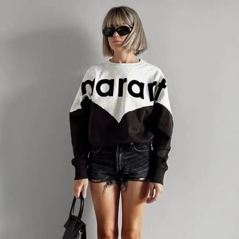 2025 Nieuwe Herfst Winter Dames Fce ronde hals Sweatshirt Klassiek Logo Kleur Blo Velvet Print Street Sle Katoenmix