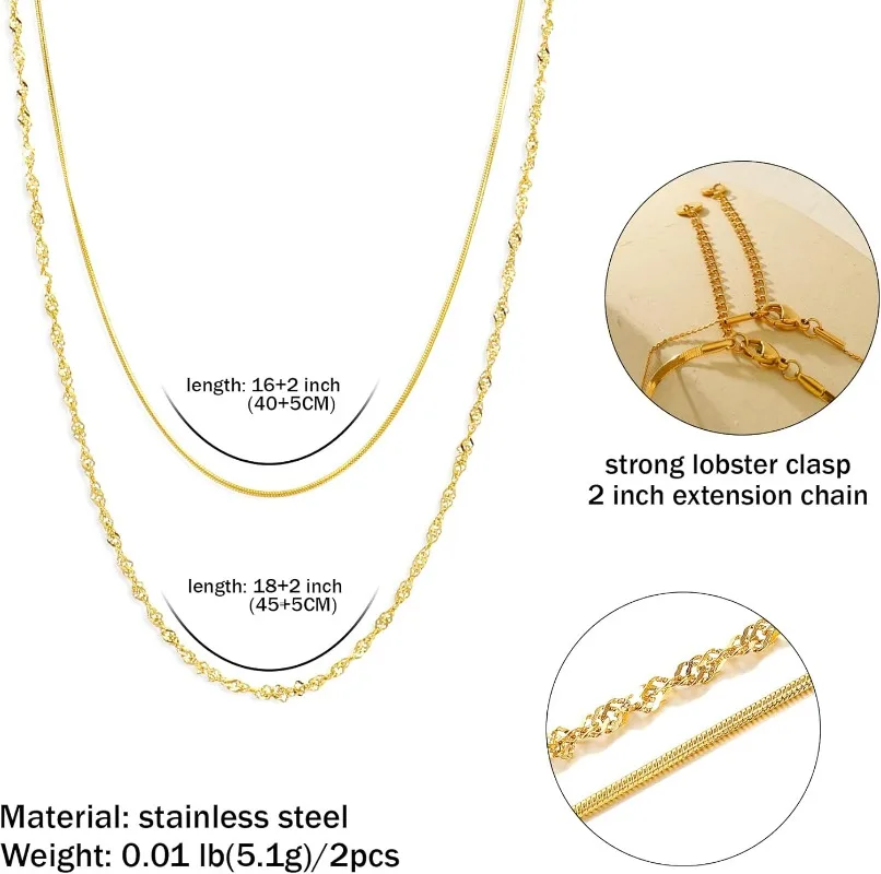 Dainty Layered Gold Necklace Set 6