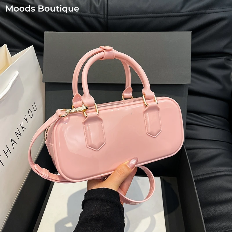 

MOODS PVC Small Top-handle Bags For Women Solid Color Waterproof Shoulder Cross Body Messenger Bag 2025 Designer Handbags Luxury