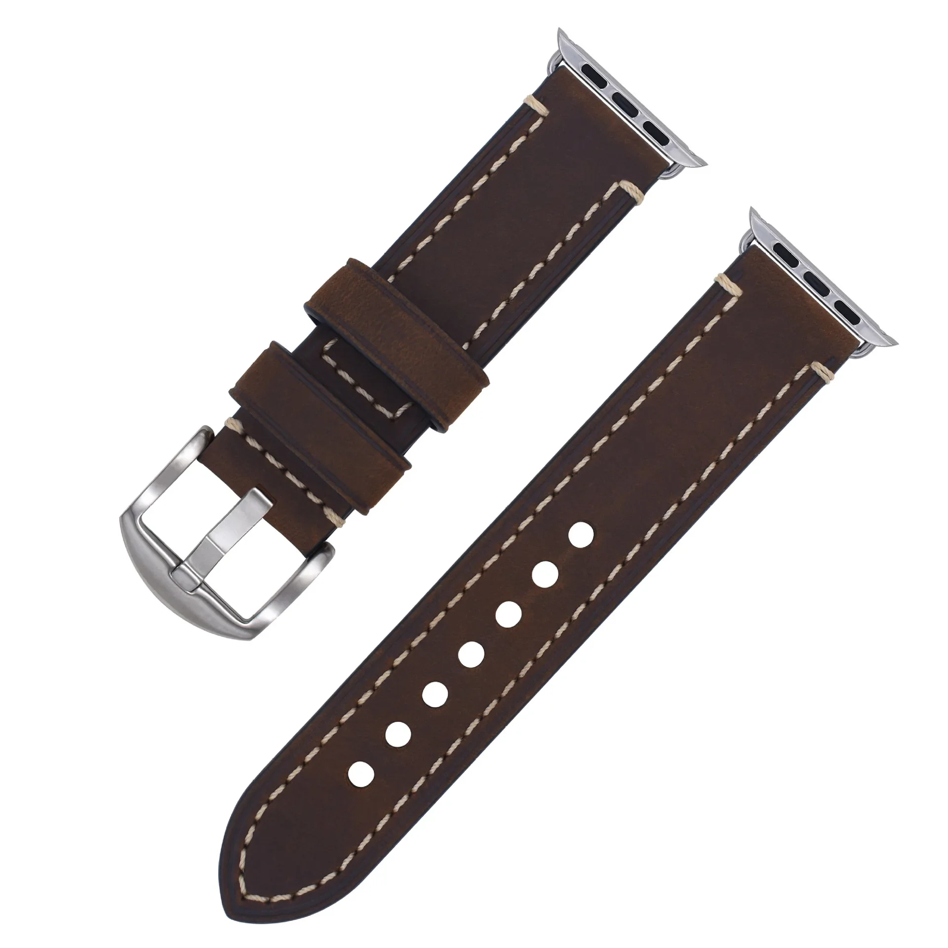 

Applicable to Apple S7 watch apple iwatch watch strap top layer crazy horse leather needle buckle watch8 watch strap