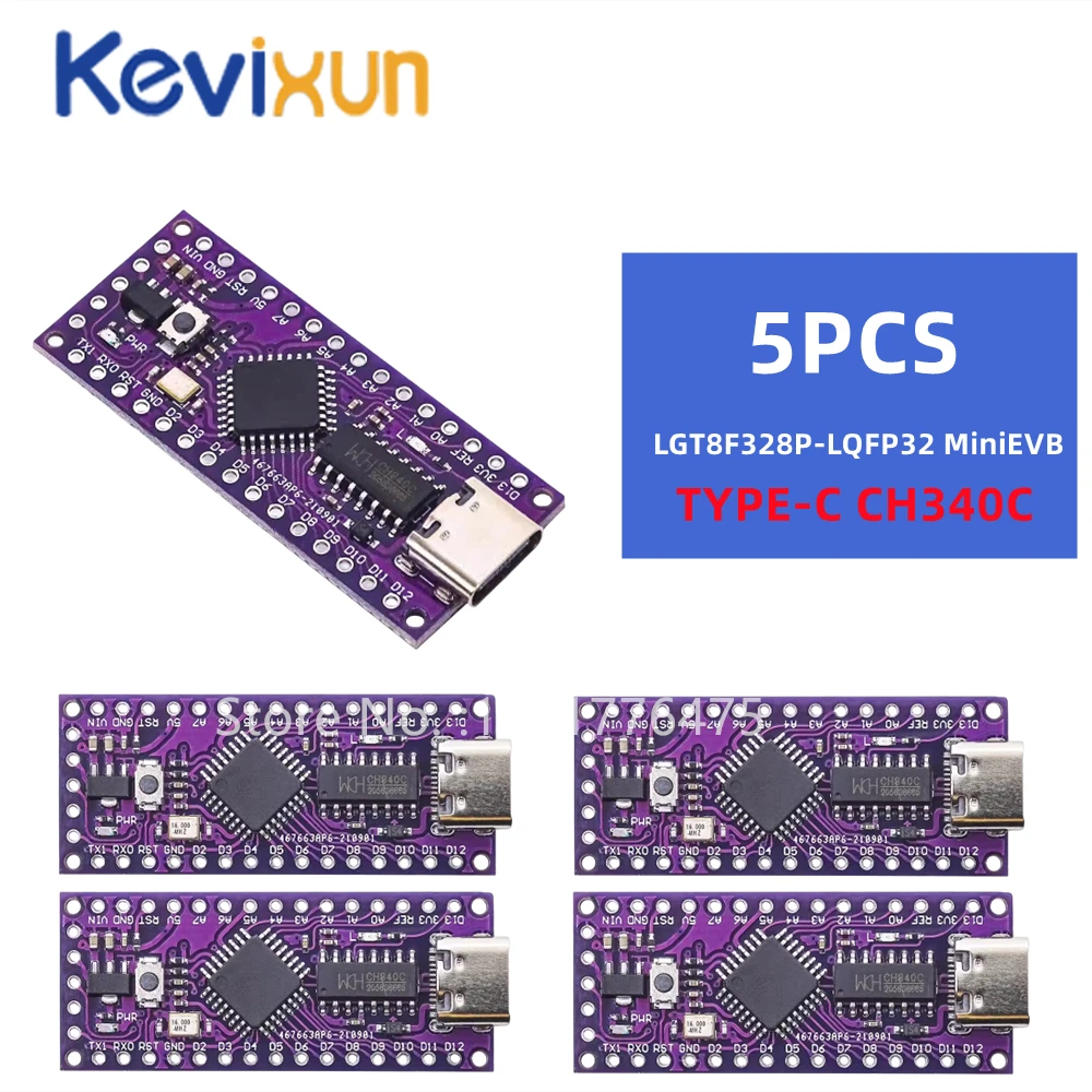 Imagem -04 - Micro Usb para Arduino Compatível com Atmega328 Nano V3.0 Lgt8f328p Ch340c Ht42b5341 Sop16 Lgt8f328p-lqfp32 Minievb Tipo-c