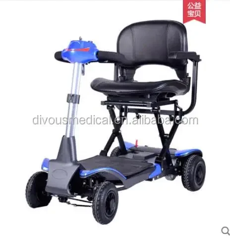 handicapped foldable four wheels electric mobility scooter for elderly with storage box canopy